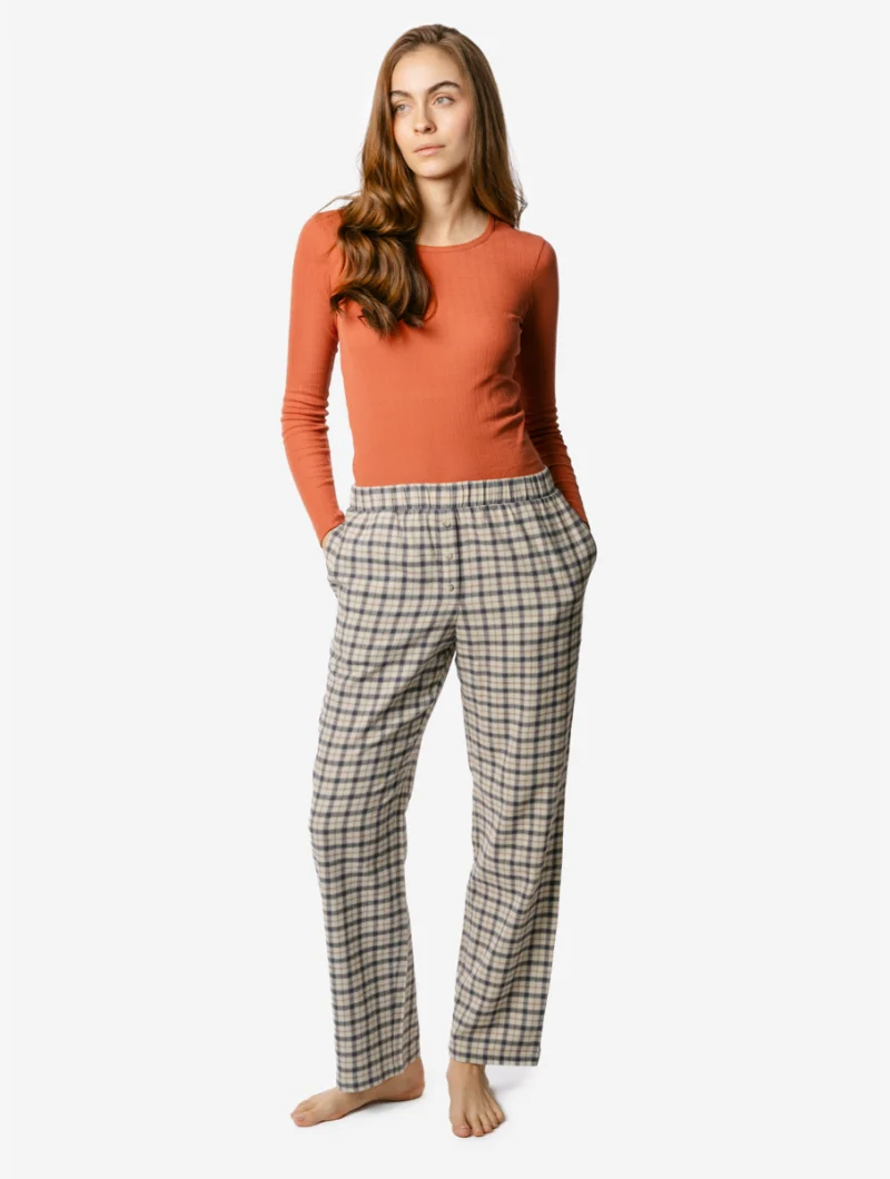 Pantalón de pijama de franela de algodón orgánico a cuadros
