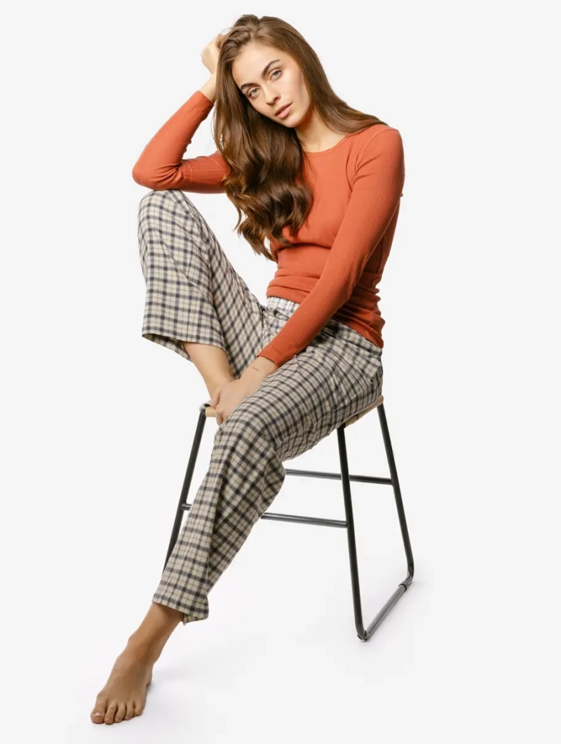 Pantalón de pijama de franela de algodón orgánico a cuadros - Imagen 5