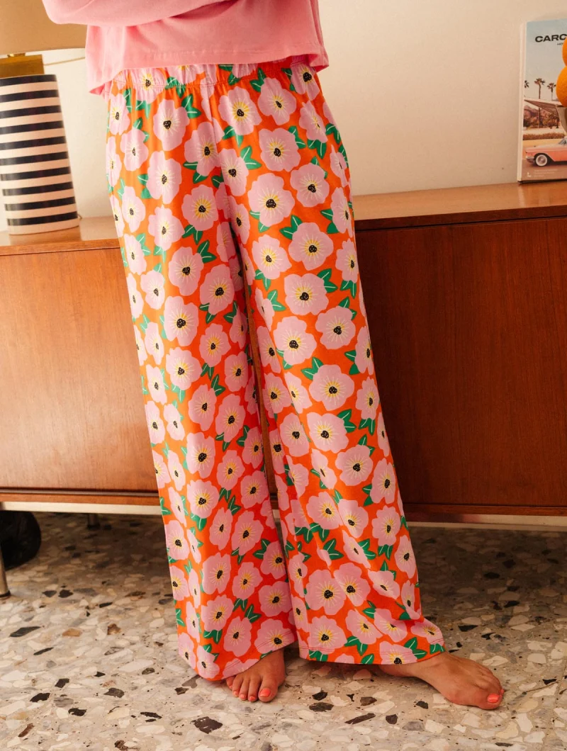 Pijama de algodón orgánico de manga larga buganvilla naranja - Imagen 7