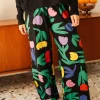 Pijama de algodón orgánico de manga larga tulipanes negro - Imagen 4