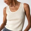 Top acanalado beige de lana merino
