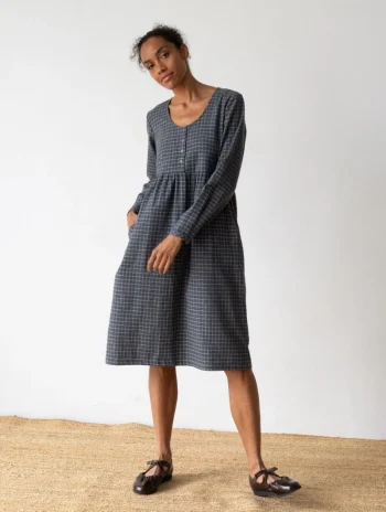 Vestido midi azul de algodón orgánico