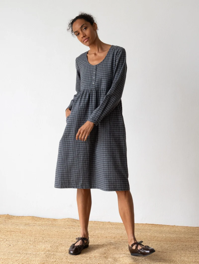 Vestido midi azul de algodón orgánico