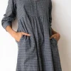 Vestido midi azul arándano de algodón orgánico - Imagen 2