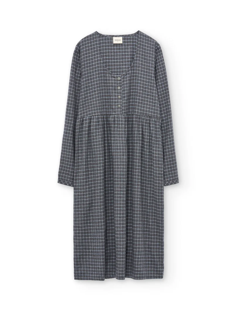 Vestido midi azul arándano de algodón orgánico - Imagen 5