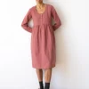 Vestido midi granate grosella de algodón orgánico