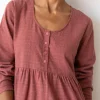 Vestido midi granate grosella de algodón orgánico - Imagen 2