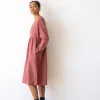 Vestido midi granate grosella de algodón orgánico - Imagen 3
