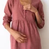 Vestido midi granate grosella de algodón orgánico - Imagen 7