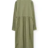 Vestido midi verde oliva de algodón orgánico - Imagen 6