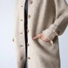 Abrigo de cuello alto beige de pura lana - Imagen 3