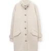 Abrigo de cuello alto beige de pura lana - Imagen 5
