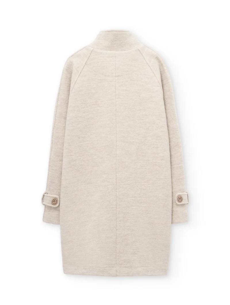 Abrigo de cuello alto beige de pura lana - Imagen 6