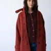 Abrigo cuello alto rojo de pura lana