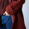 Abrigo cuello alto rojo de pura lana - Imagen 3