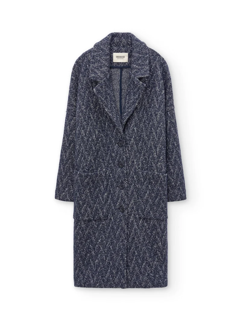 Abrigo oversized azul de lana y algodón orgánico - Imagen 5