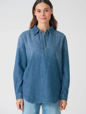 Blusa vaquera sin botones de cáñamo y algodón orgánico