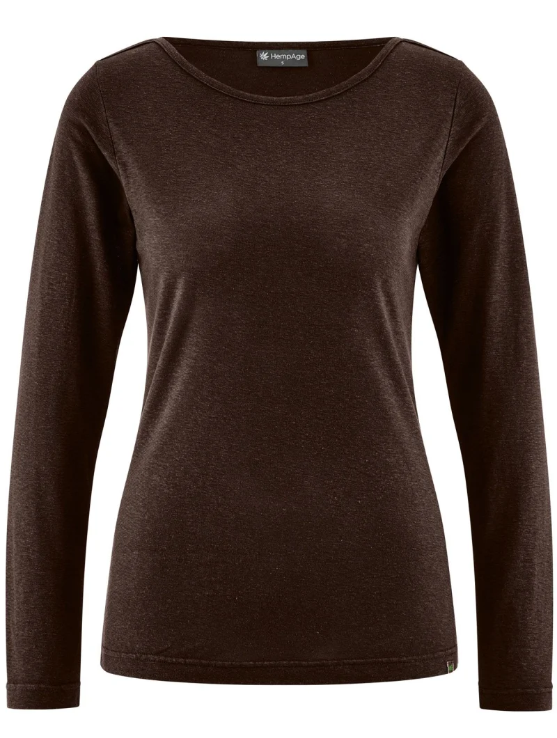 Camiseta con cuello barco de manga larga de cáñamo y lyocell - Imagen 10