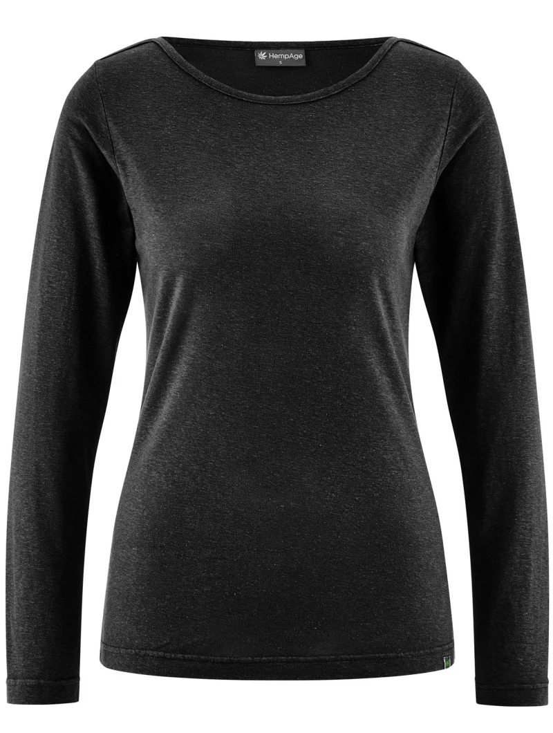 Camiseta con cuello barco de manga larga de cáñamo y lyocell - Imagen 11