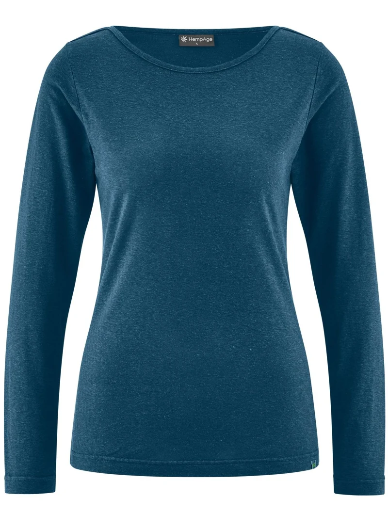 Camiseta con cuello barco de manga larga de cáñamo y lyocell - Imagen 12