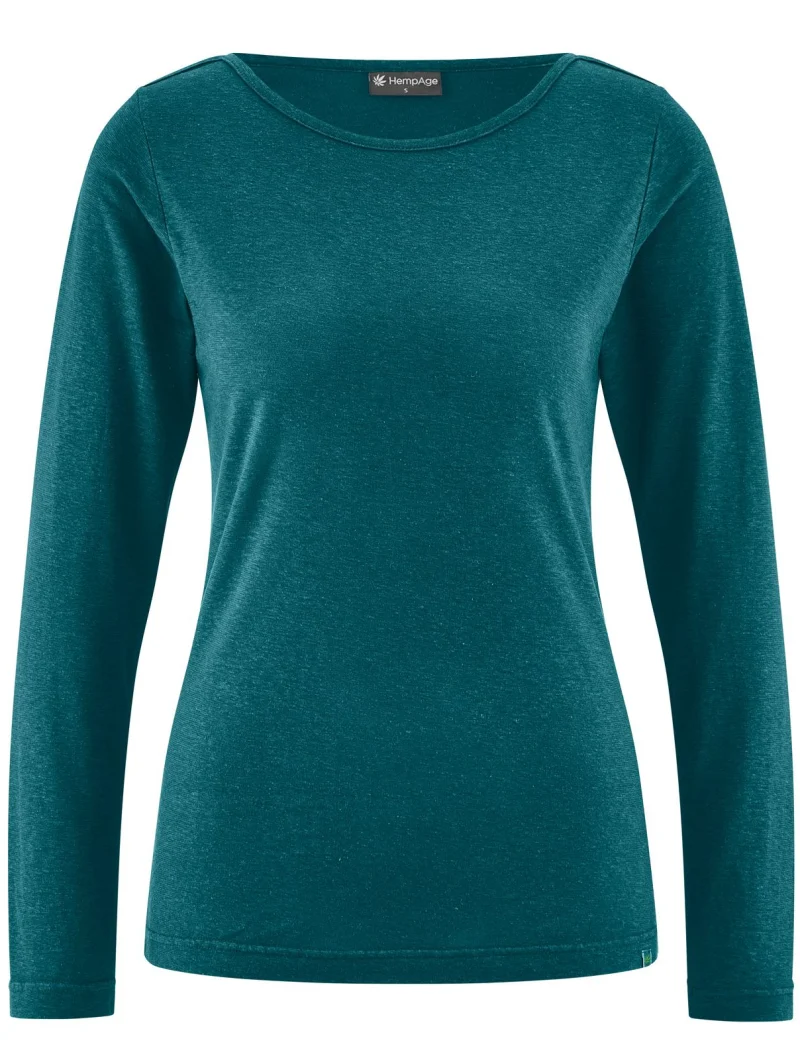 Camiseta con cuello barco de manga larga de cáñamo y lyocell - Imagen 13