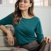 Camiseta con cuello barco de manga larga de cáñamo y lyocell - Imagen 3
