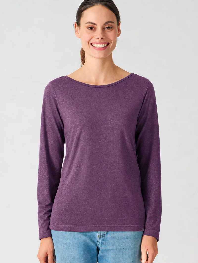 Camiseta con cuello barco de manga larga de cáñamo y lyocell - Imagen 8