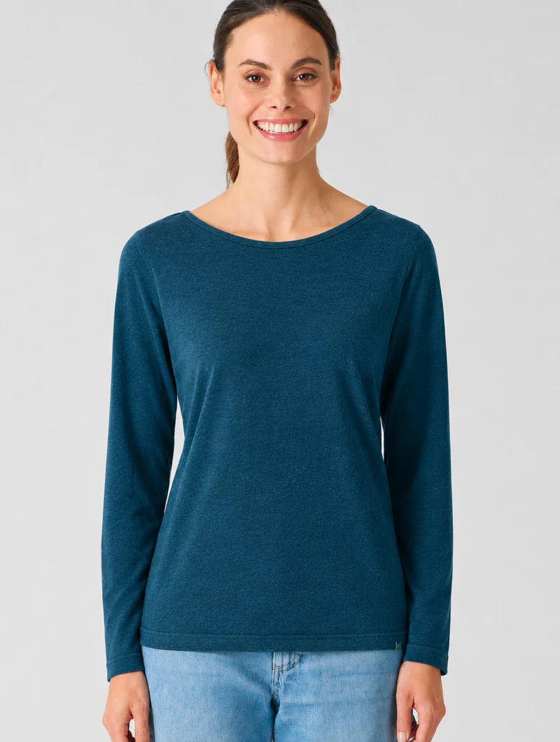 Camiseta con cuello barco de manga larga de cáñamo y lyocell - Imagen 4