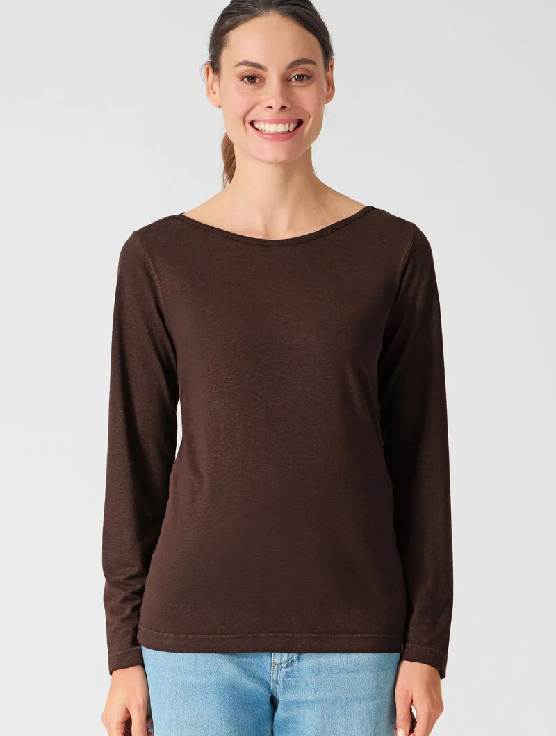 Camiseta con cuello barco de manga larga de cáñamo y lyocell - Imagen 5