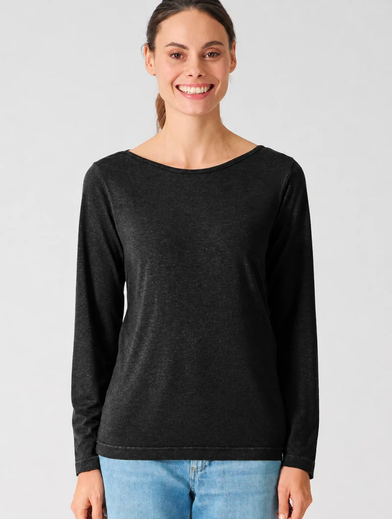 Camiseta con cuello barco de manga larga de cáñamo y lyocell - Imagen 6