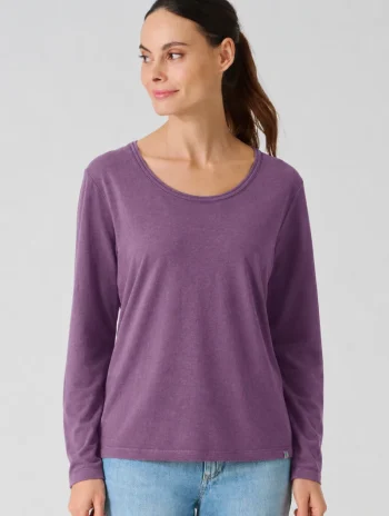 Camiseta malva oversize de manga larga de cáñamo y algodón orgánico
