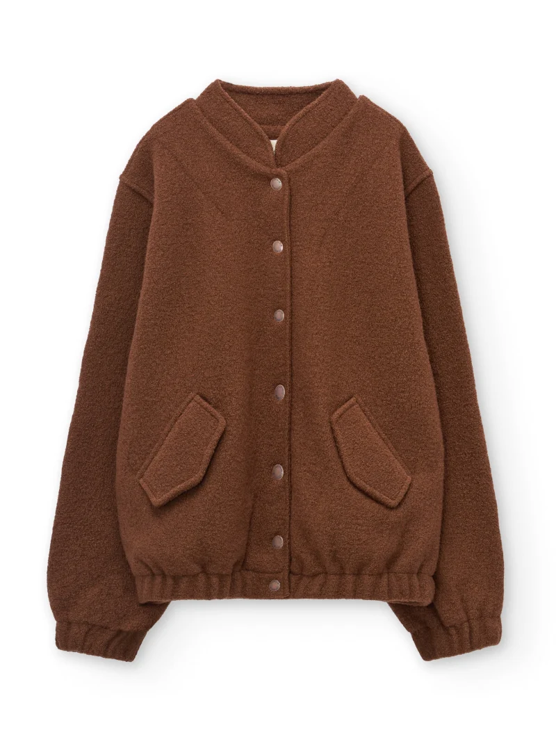 Chaqueta bomber marrón de lana virgen - Imagen 5
