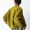 Chaqueta bomber verde pistacho de lana virgen - Imagen 2