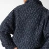 Chaqueta corta cruzada azul de lana y algodón orgánico - Imagen 2