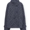 Chaqueta corta cruzada azul de lana y algodón orgánico - Imagen 5