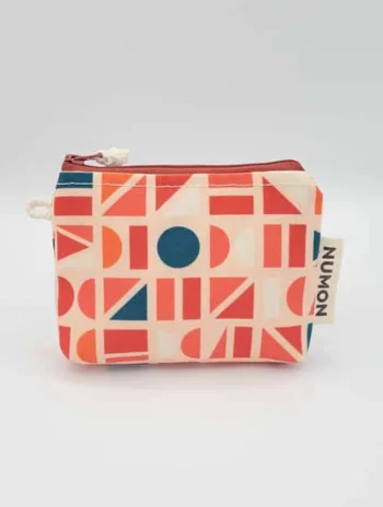 Monedero reciclado con estampado geométrico naranja