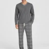 Pijama largo de hombre de modal con estampado Príncipe de Gales