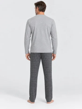 Alternative view of Pijama largo de hombre de modal gris pantalón a cuadros