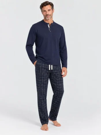 Pijama largo de hombre de modal a rayas